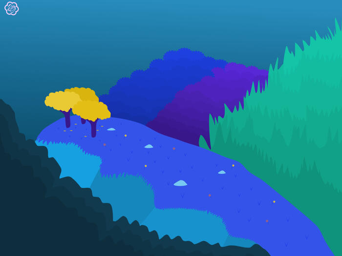 Estudio de un paisaje montañoso en gran medida, sobre una foto de Unsplash, aunque hecho más fantasía